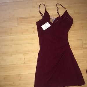 Burgundy free people mini dress